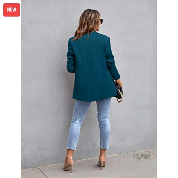 Women's Casual Blazer Long Sleeve Open Front Work Office Jacket - Picture 4 of 7
